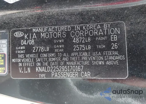 2009 Kia Amanti from USA, damaged, VIN KNALD225295170167